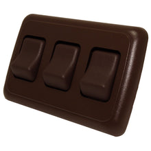Leisure Coachworks 12V RV Contemporary Triple SPST On Off Switch with Bezel 4.18 Inch x 2.83 Inch x 1.22 Inch (Brown)