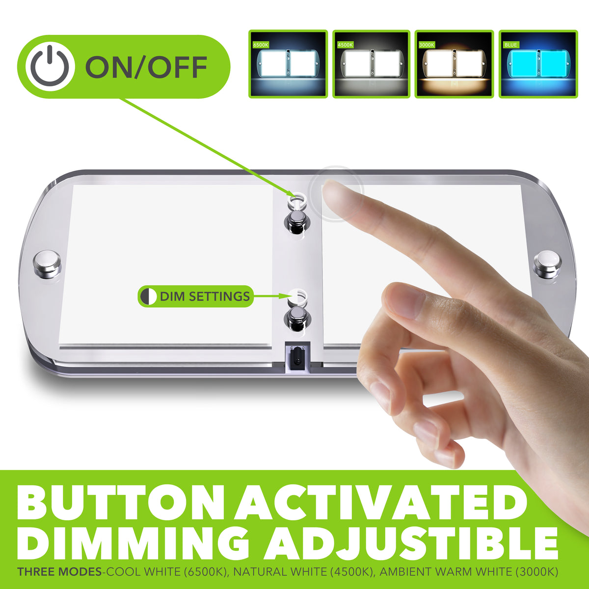 Leisure LED 12V RV LED Double Dome Light Multi-Color Touch Dimmer Switch Frosted Lens 7 Inch (Chrome)