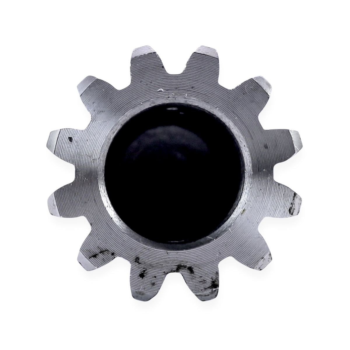 12-tooth RV slide-out motor shaft gear with 3/4" teeth, 5/8" bore and crank nut. Fits select RV slide-out systems. Pin sold separately