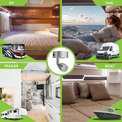 Leisure LED 12V RV Interior LED Reading Light Multi-Color Touch Dimmer Switch 180 Lumen 3.93 Inch (Brushed Nickel)