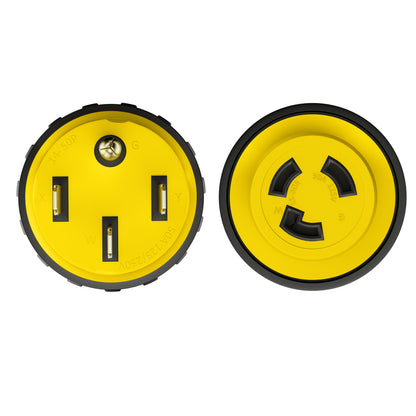 Leisure Cords 50AMP RV Electrical Adapter Twist Locking NEMA 14-50P to L5-30R 4 Inch (Yellow)