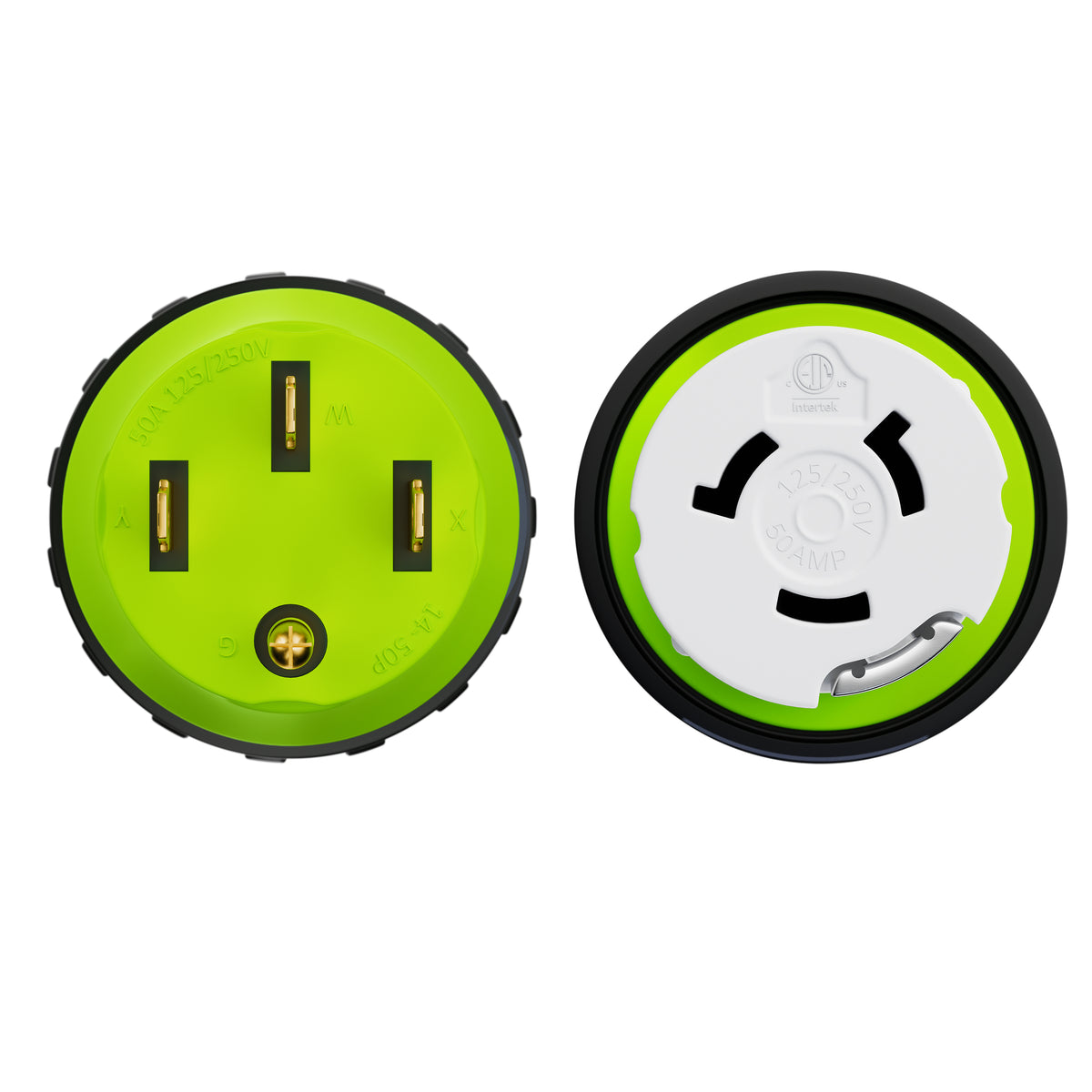 Leisure Cords 50AMP RV Electrical Adapter Twist Locking NEMA 14-50P to SS2-30R 5 Inch (Green)