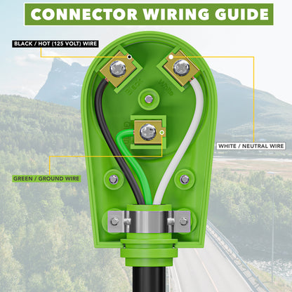 Leisure Cords 30AMP RV Replacement Plug 90 Degree Handle Standard NEMA TT-30R 3 Inch (Green)