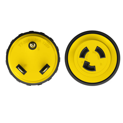 Leisure Cords 30AMP RV Electrical Adapter Twist Locking NEMA TT-30P to L5-30R 4 Inch (Yellow)