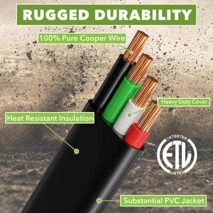 Leisure Cords 30AMP RV Extension Cord 90 Degree Handles Twist Locking Flat Cord Profile 10 Foot (Green)