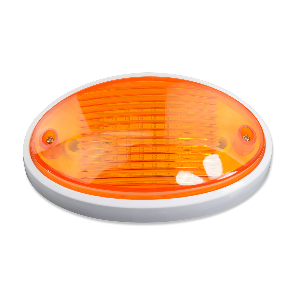 Leisure LED 12V RV Exterior LED Porch Light Oval Cool White with Amber Lens 6 Inch (White)