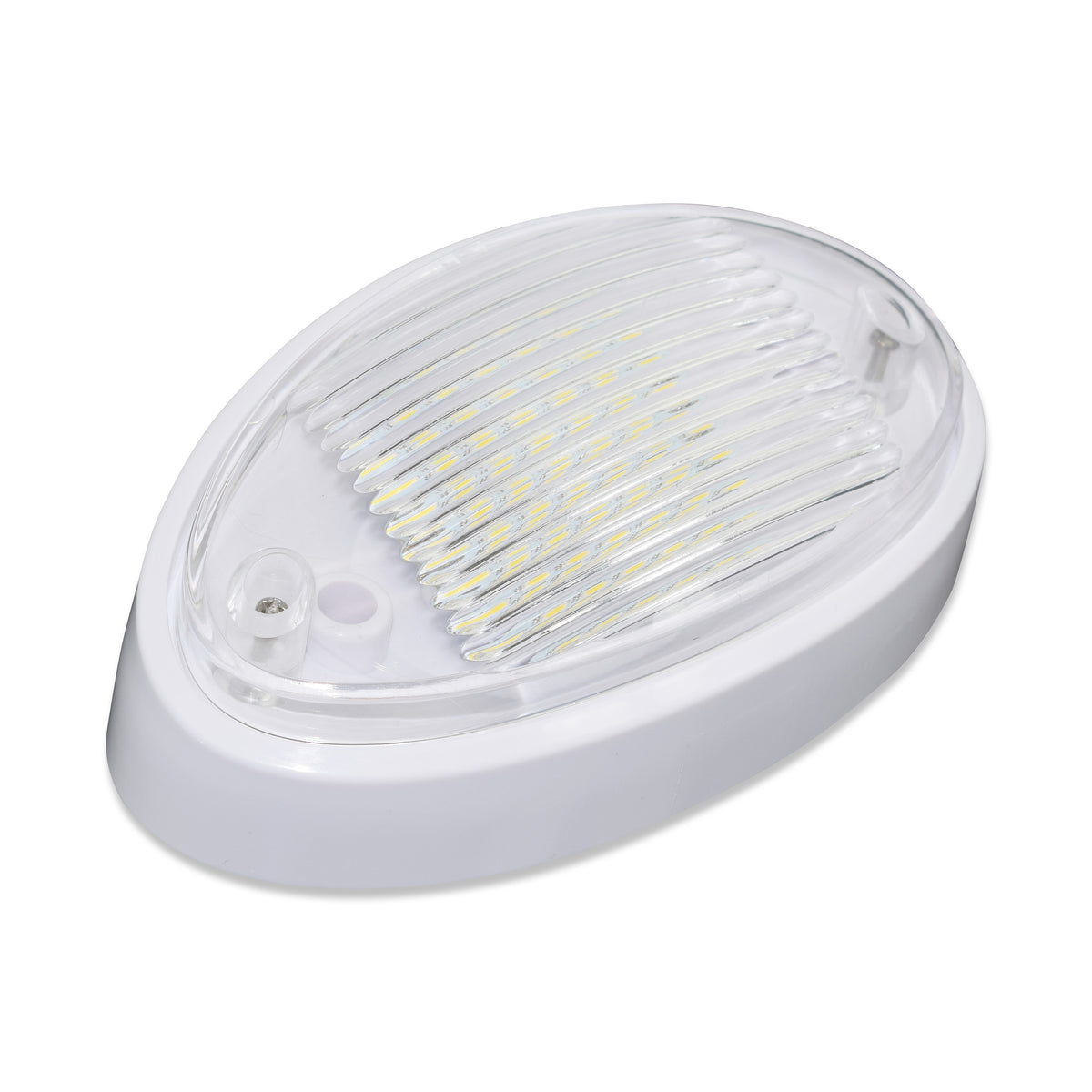 Leisure LED 12V RV Exterior LED Porch Light Oval Cool White with Amber Lens 6 Inch (White)
