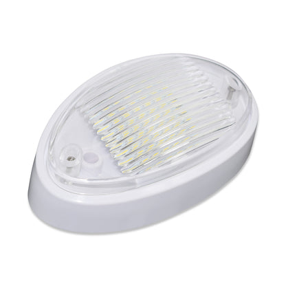 Leisure LED 12V RV Exterior LED Porch Light Oval Cool White with Amber Lens 6 Inch (White)