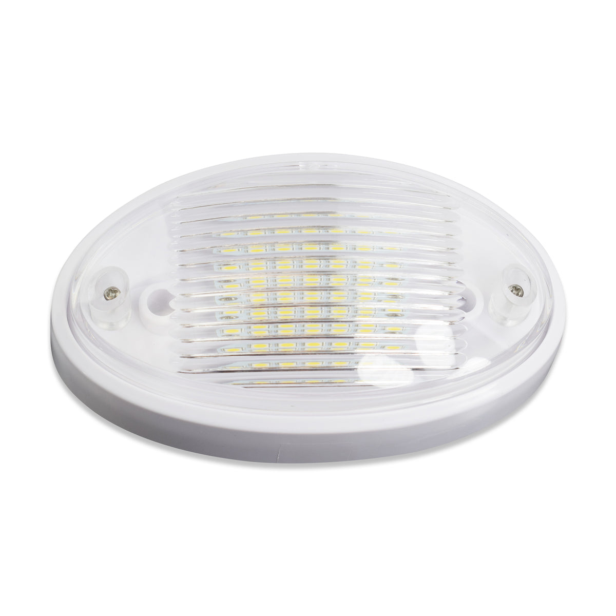 Leisure LED 12V RV Exterior LED Porch Light Oval Cool White with Amber Lens 6 Inch (White)