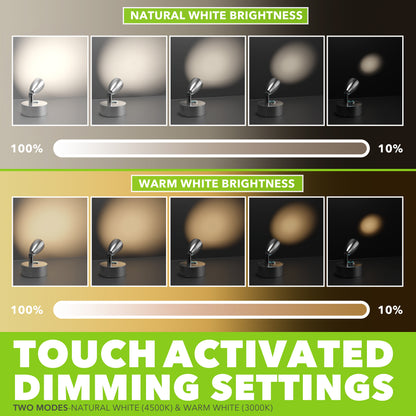 Leisure LED 12V RV Interior LED Reading Light Multi-Color Touch Dimmer Switch 180 Lumen 3.93 Inch (Brushed Nickel)