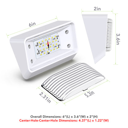 Leisure LED 12V RV Exterior LED Porch Light Cool White with Amber Lens 6 Inch (White)