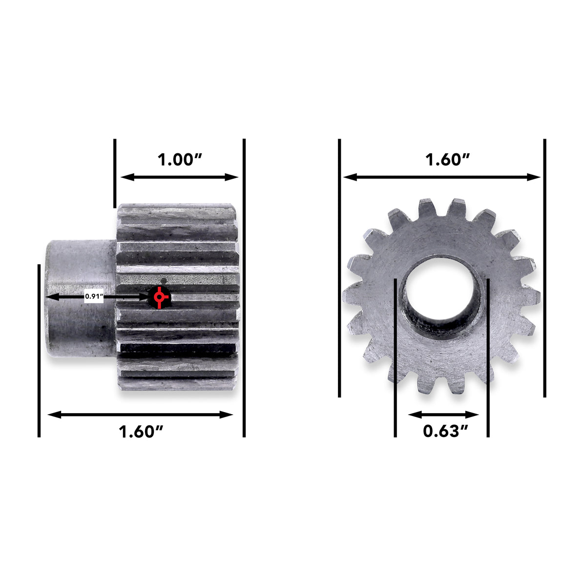 Leisure Coachworks RV Motor Shaft Gear 18 Tooth for Slide Out System 1 Inch Teeth x 5/8 Inch Bore x 1.60 Inch Length Pins Not Included (Metal)