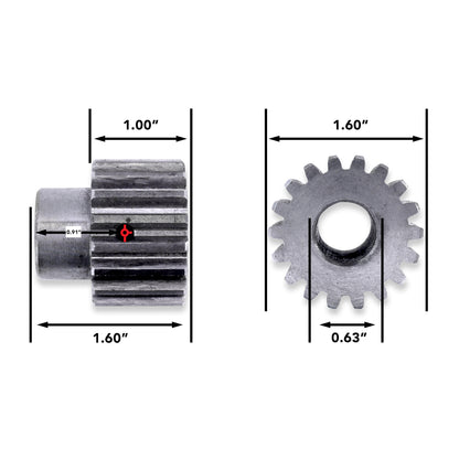 Leisure Coachworks RV Motor Shaft Gear 18 Tooth for Slide Out System 1 Inch Teeth x 5/8 Inch Bore x 1.60 Inch Length Pins Not Included (Metal)