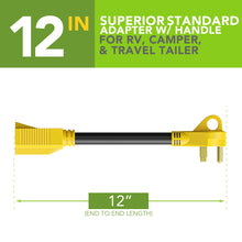 Leisure Cords 30AMP RV Dogbone Adapter Cord Standard NEMA TT-30P to 5-15R 12 Inch (Yellow)