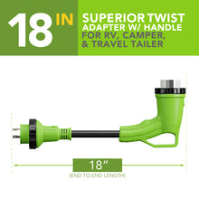 Leisure Cords 50AMP RV Dogbone Adapter Cord 90 Degree Handles Twist Locking Coupler NEMA L5-30P to SS2-50R 12 Inch (Green)