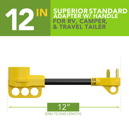 Leisure Cords 30AMP RV Dogbone Adapter Cord Standard NEMA TT-30P to 14-50R 12 Inch (Yellow)