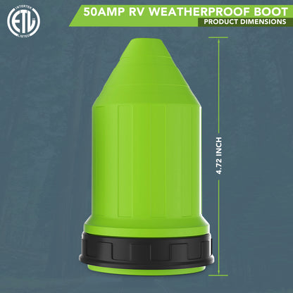 Leisure Cords 50AMP RV Power Cord Plug Protective Weatherproof Boot Cover 4 Inch (Green)