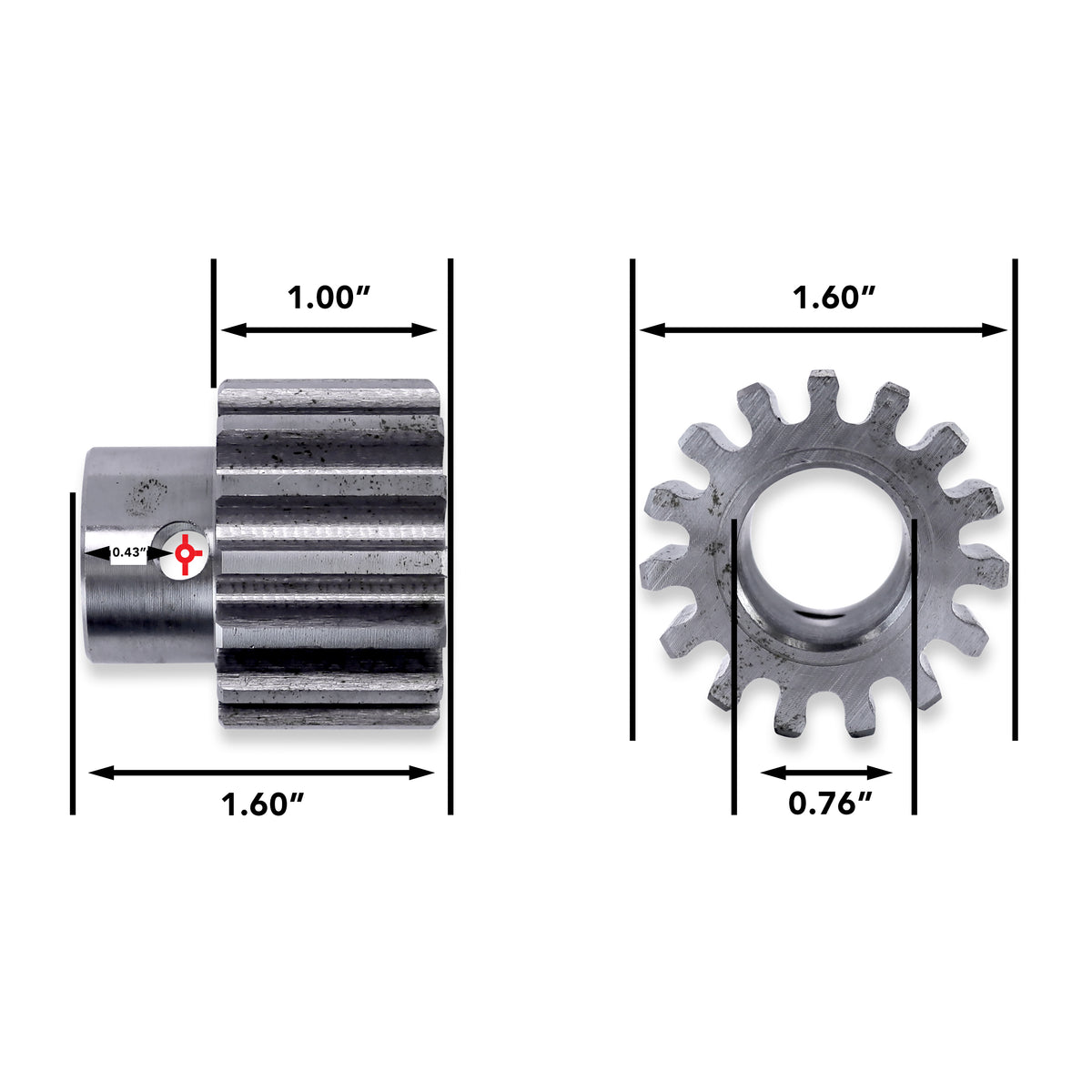 Leisure Coachworks RV Motor Rack Gear 15 Tooth for Slide Out System 1 Inch Teeth x 3/4 Inch Bore x 1.60 Inch Length Pins Not Included (Metal)