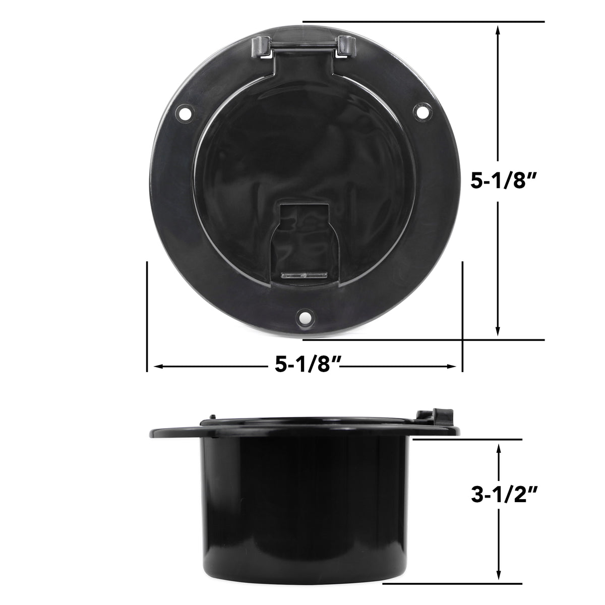 Leisure Cords RV Power Cord Utility Hatch Weatherproof Round Door 5.13 Inch x 2.38 Inch (Black)