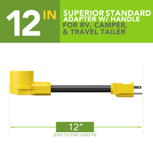 Leisure Cords 50AMP RV Dogbone Adapter Cord Standard NEMA 5-15P to 14-50R 12 Inch (Yellow)