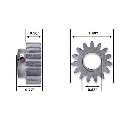 Leisure Coachworks RV Motor Shaft Gear 15 Tooth for Slide Out System 1/2 Inch Teeth x 5/8 Inch Bore x 0.77 Inch Length Pins Not Included (Metal)