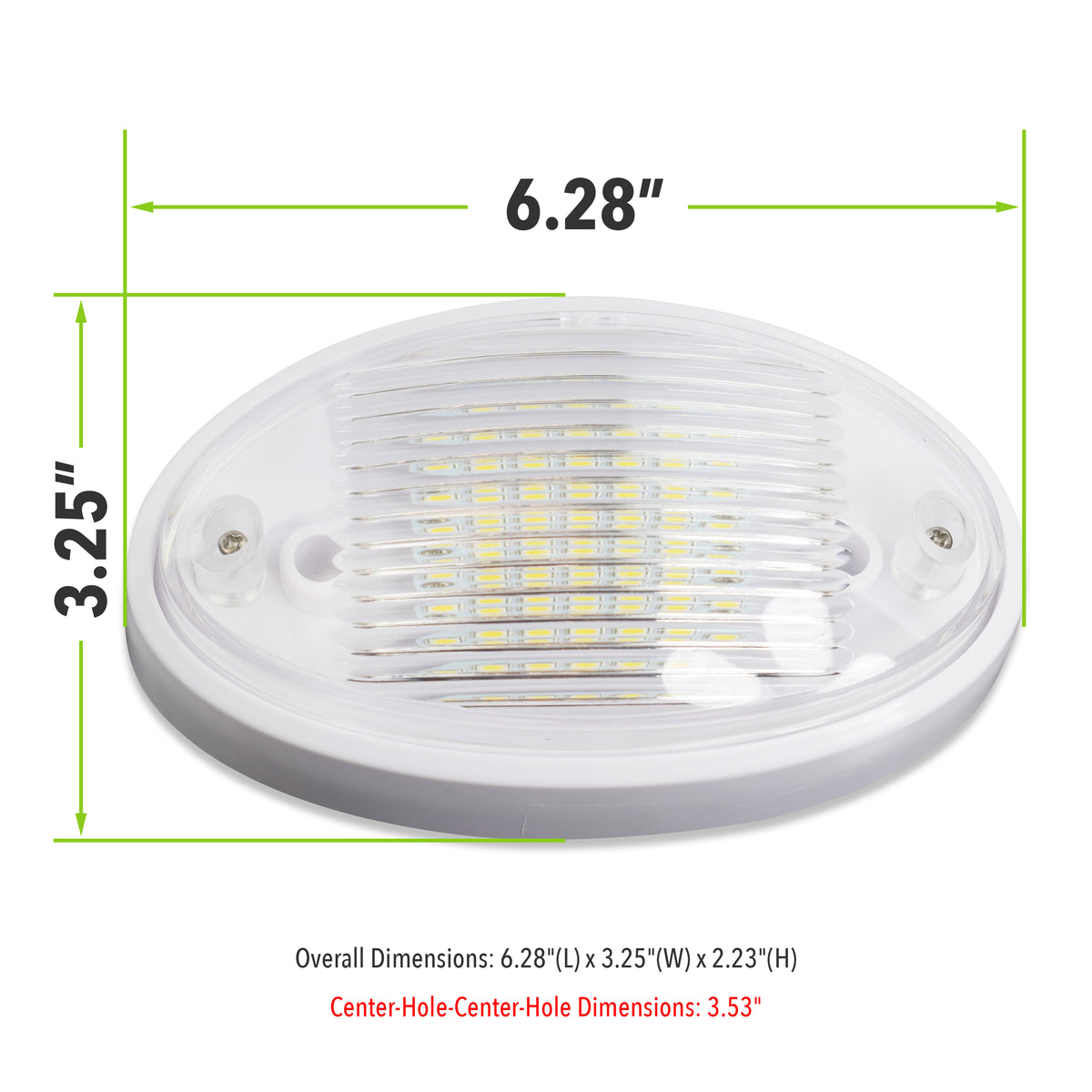 Leisure LED 12V RV Exterior LED Porch Light Oval Cool White with Amber Lens 6 Inch (White)