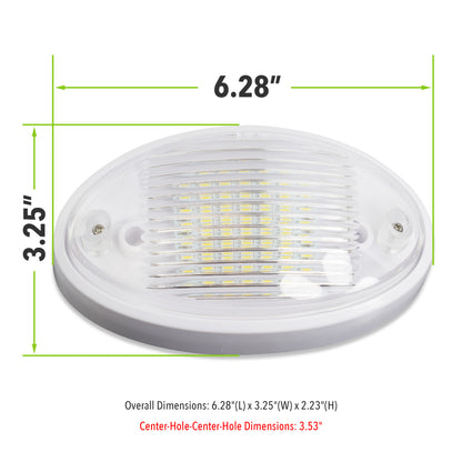 Leisure LED 12V RV Exterior LED Porch Light Oval Cool White with Amber Lens 6 Inch (White)