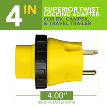 Leisure Cords 30AMP RV Electrical Adapter Twist Locking NEMA TT-30P to L5-30R 4 Inch (Yellow)