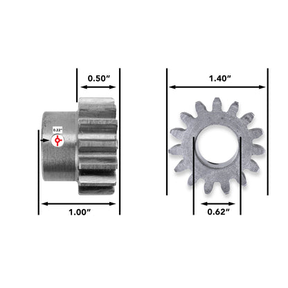 Leisure Coachworks RV Motor Shaft Gear 15 Tooth for Slide Out System 1/2 Inch Teeth x 5/8 Inch Bore x 1 Inch Length Pins Not Included (Metal)