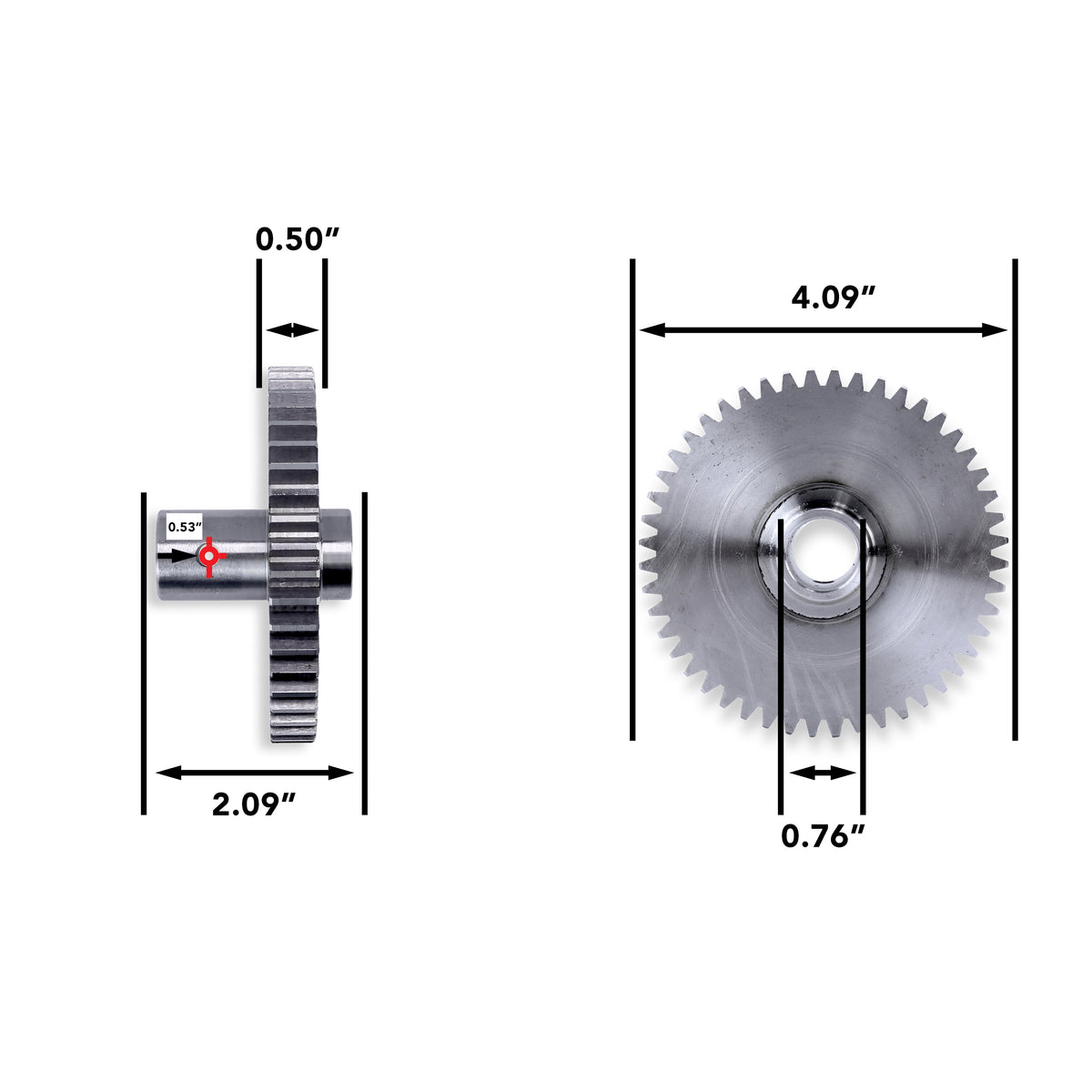 Leisure Coachworks RV Motor Drive Gear 48 Tooth for Slide Out System 1/2 Inch Teeth x 3/4 Inch Bore x 2.09 Inch Length Pins Not Included (Metal)