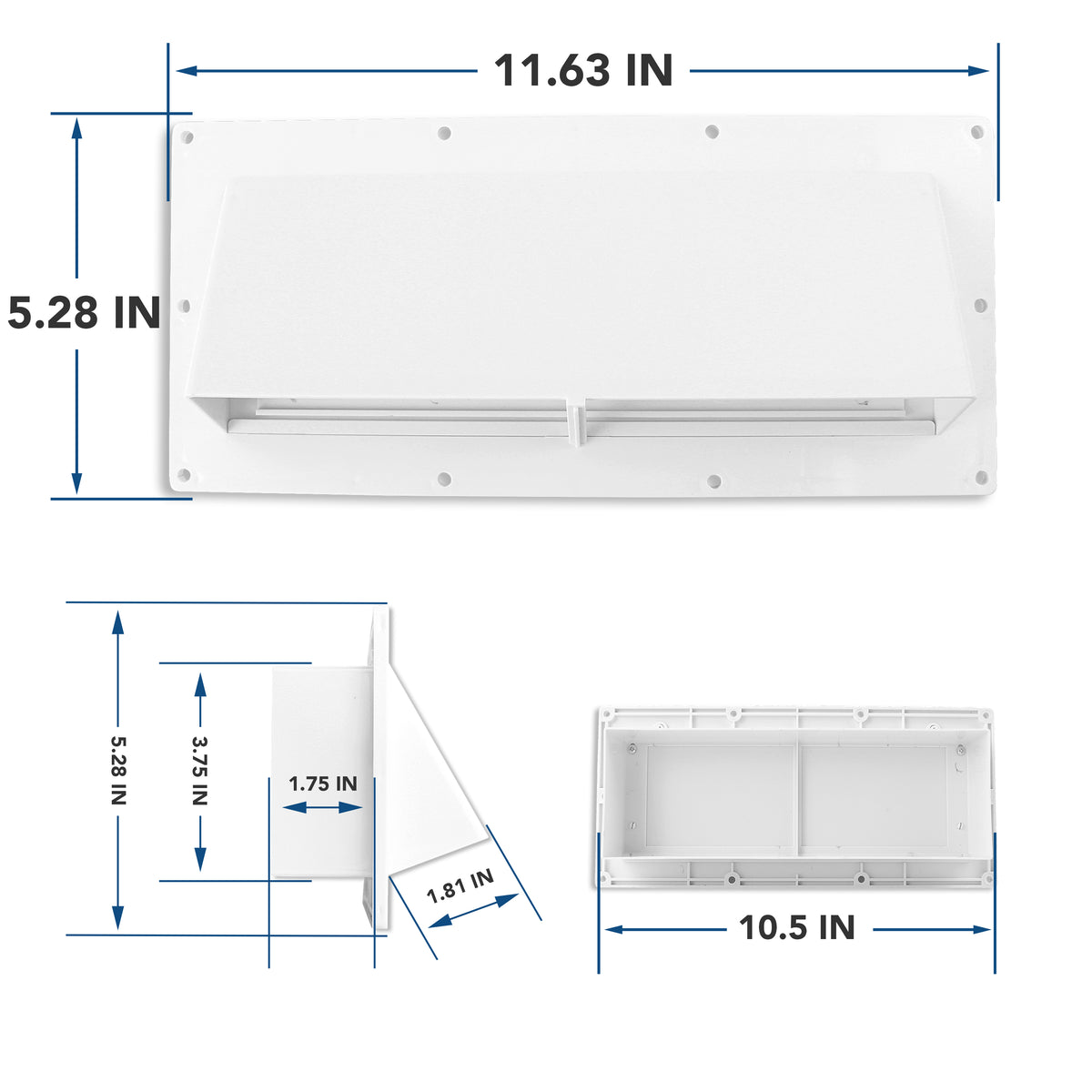 Leisure Coachworks RV Exhaust Vent Cover Replacement for 11.7 Inch x 5.2 Inch Rangehood (White)