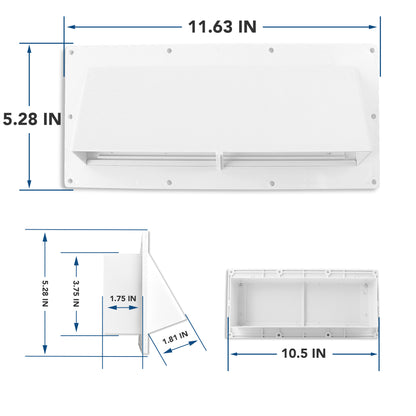 Leisure Coachworks RV Exhaust Vent Cover Replacement for 11.7 Inch x 5.2 Inch Rangehood (White)