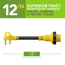 Leisure Cords 30AMP RV Dogbone Adapter Cord Twist Locking NEMA TT-30P to L5-30R 12 Inch (Yellow)