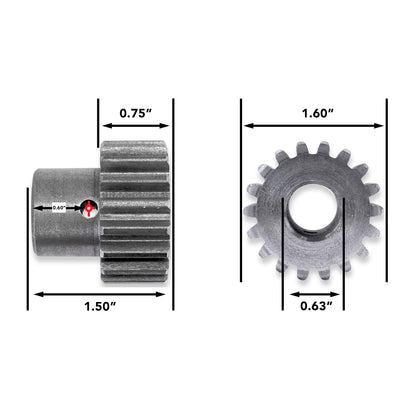 Leisure Coachworks RV Motor Shaft Gear 18 Tooth for Slide Out System 3/4 Inch Teeth x 5/8 Inch Bore x 1.50 Inch Length Pins Not Included (Metal)