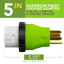 Leisure Cords 50AMP RV Electrical Adapter Twist Locking NEMA 14-50P to SS2-30R 5 Inch (Green)