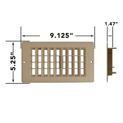 Leisure Coachworks RV Floor Register Dampered 8 Inch x 4 Inch (Tan)
