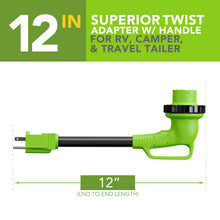 Leisure Cords 30AMP RV Dogbone Adapter Cord 90 Degree Handles Twist Locking NEMA 5-15P to L5-30R 12 Inch (Green)