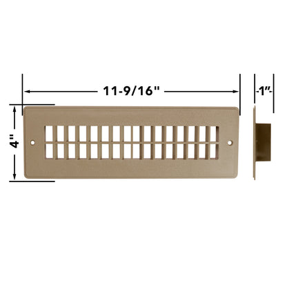 Leisure Coachworks RV Floor Register Uncloseable 10 Inch x 2 Inch (Tan)
