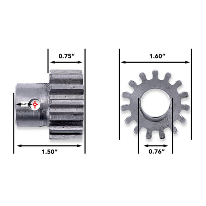 Leisure Coachworks RV Motor Rack Gear 15 Tooth for Slide Out System 3/4 Inch Teeth x 3/4 Inch Bore x 1.50 Inch Length Pins Not Included (Metal)