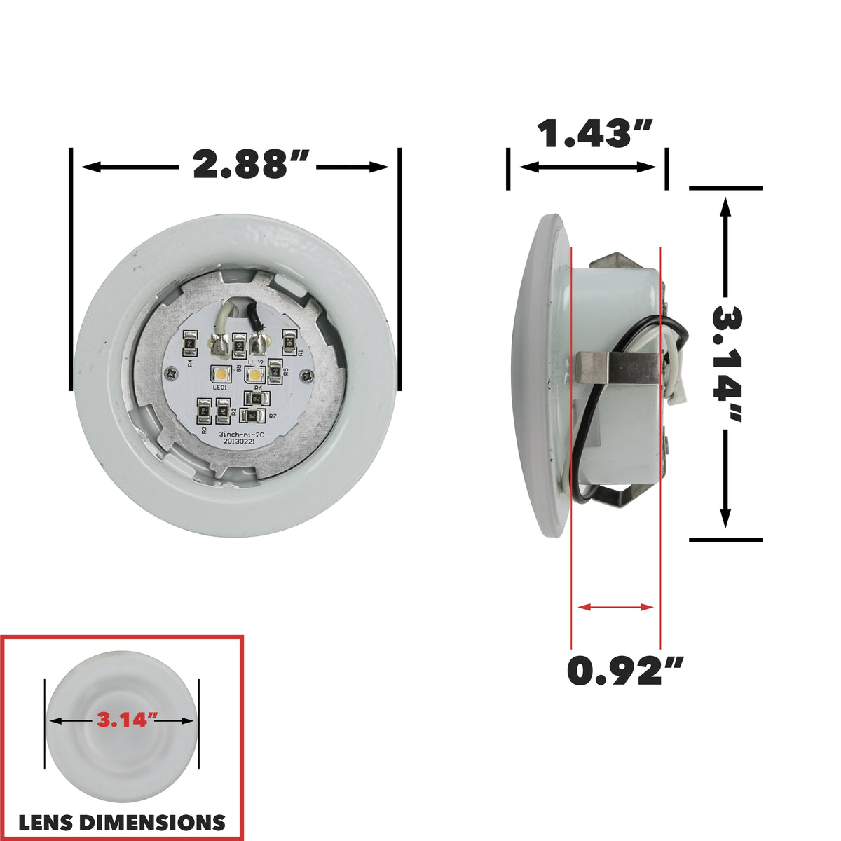 Leisure LED 12V RV Interior LED Recessed Light Natural White with Frosted Glass Lens Aluminum Housing 3 Inch (White)