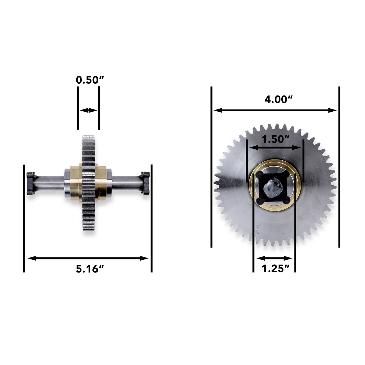 Leisure Coachworks RV Motor Drive Gear 48 Tooth for Slide Out System 1/2 Inch Teeth x 5.16 Inch Length with Hub (Metal)
