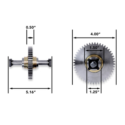 Leisure Coachworks RV Motor Drive Gear 48 Tooth for Slide Out System 1/2 Inch Teeth x 5.16 Inch Length with Hub (Metal)