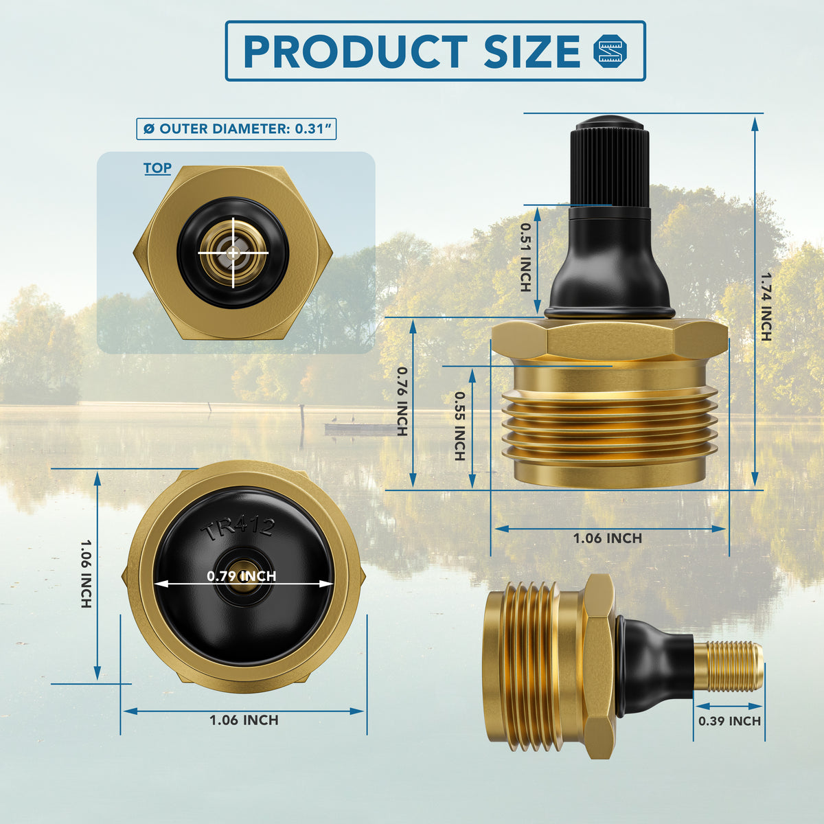 Leisure Coachworks RV Water Blow Out Plug Adapter with 3/4 Inch GHT to Schrader Valve (Brass)