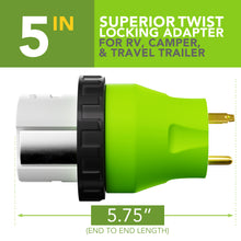 Leisure Cords 30AMP RV Electrical Adapter Twist Locking NEMA TT-30P to SS2-50R 5 Inch (Green)
