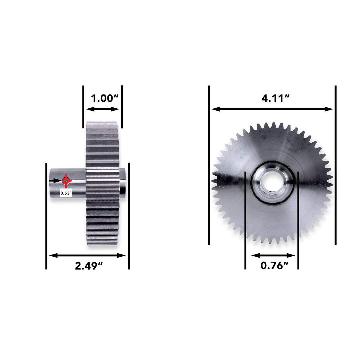 Leisure Coachworks RV Motor Drive Gear 48 Tooth for Slide Out System 1 Inch Teeth x 3/4 Inch Bore x 2.49 Inch Length Pins Not Included (Metal)