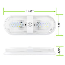 Leisure LED 12V RV LED Double Dome Light Oval Natural White On Off Switch Clear Lens 11 Inch (White)