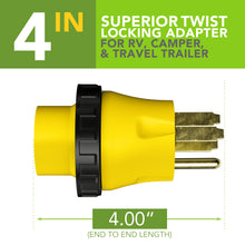 Leisure Cords 50AMP RV Electrical Adapter Twist Locking NEMA 14-50P to L5-30R 4 Inch (Yellow)