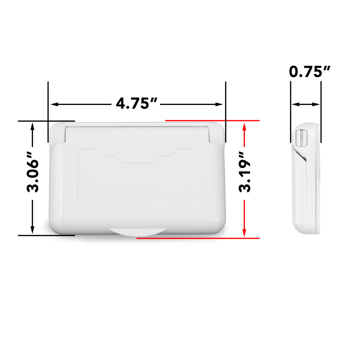 Leisure Cords 15AMP RV Power Cord Receptacle Weatherproof Cover Single 4 Inch x 3 Inch (White)