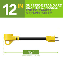 Leisure Cords 30AMP RV Dogbone Adapter Cord Standard NEMA 5-15P to TT-30R 12 Inch (Yellow)