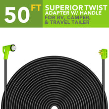 Leisure Cords 50AMP RV Extension Cord 90 Degree Handles Twist Locking 50 Foot (Green)